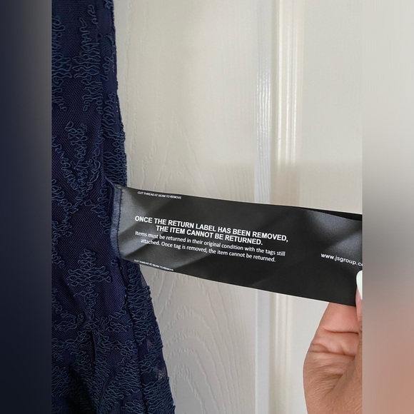 JS Collections Women's Erin V-Neck Navy Midi Dress Size 8 - Picture 7 of 7